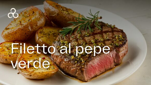 Filetto al pepe verde con patate in friggitrice ad aria / al forno